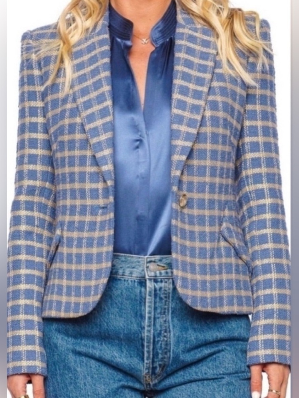 L’Agence Jennah blazer blue good tweed jacket